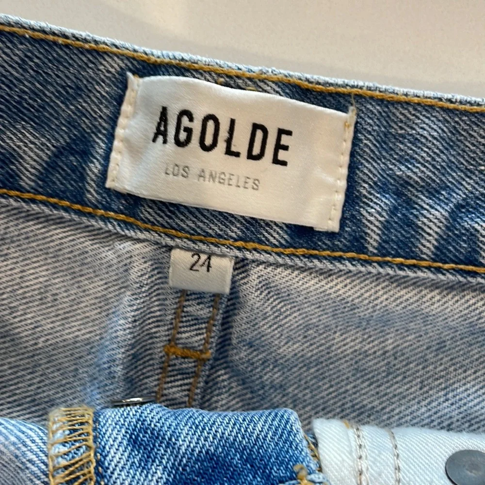 Agolde Parker Long Shorts Cutoff Denim